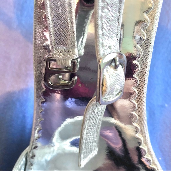 Stylo Silver Diamanté Studded Fancy High Heels Adjustable Ankle Strap - Picture 6 of 8